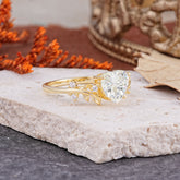 Nature Inspired 4 Prong Heart Shaped Moissanite Wedding Ring